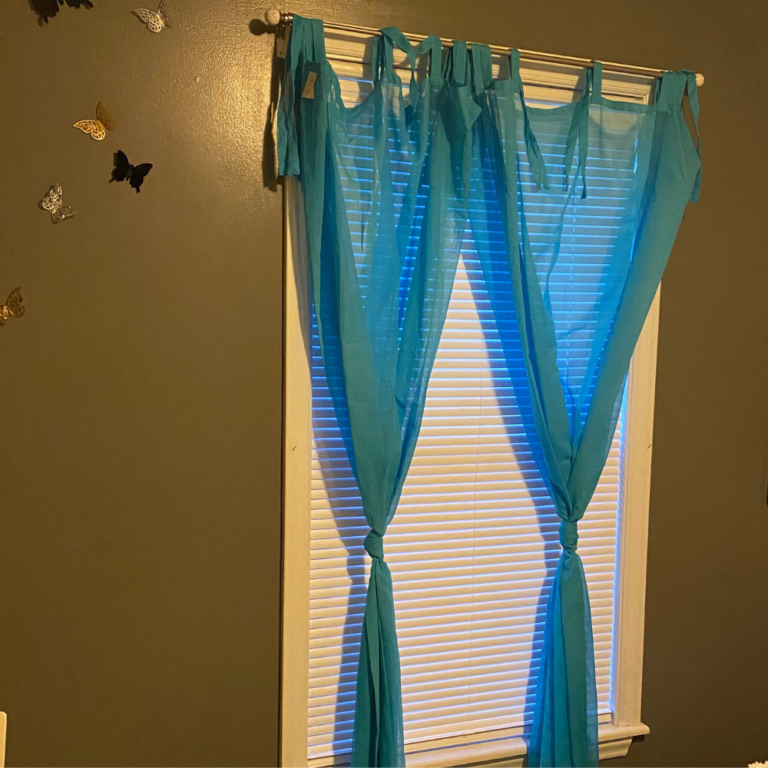 gray bedroom blind install